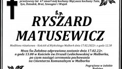 Zmarł Ryszard Matusewicz. Żył 67 lat.