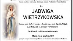 Zmarła Jadwiga Wietrzykowska. Żyła 97 lat.