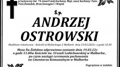 Zmarł Andrzej Ostrowski. Żył 74 lata.
