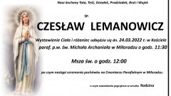 Zmarł Czesław Lemanowicz. Żył 85 lat.