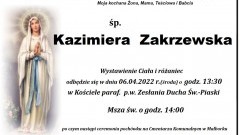 Zmarła Kazimiera Zakrzewska. Żyła 79 lat.