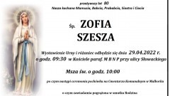 Zmarła Zofia Szesza. Żyła 80 lat.