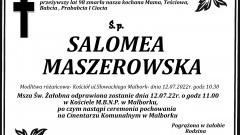Zmarła Salomea Maszerowska. Żyła 98 lat.