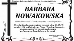 Zmarła Barbara Nowakowska. Żyła 63 lata.