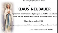 Zmarł Klaus Neubauer. Żył 81 lat.