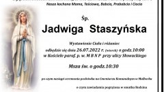 Zmarła Jadwiga Staszyńska. Żyła 78 lat.