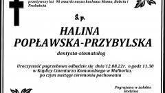 Zmarła Halina Popławska - Przybylska. Miała 90 lat.