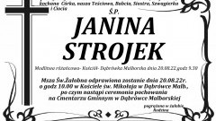 Zmarła Janina Strojek. Żyła 66 lat.