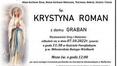 Zmarła Krystyna Roman. Żyła 66 lat.