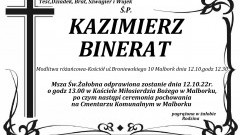 Zmarł Kazimierz Binerat. Miał 72 lata.