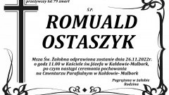 Zmarł Romuald Ostaszyk. Żył 79 lat.