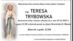 Zmarła Teresa Trybowska. Żyła 71 lat.