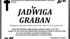 Zmarła Jadwiga Graban. Żyła 85 lat.