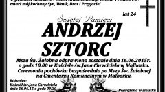 ZMARŁ ANDRZEJ SZTORC. ŻYŁ 24 LATA.