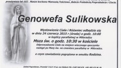 ZMARŁA GENOWEFA SULIKOWSKA. ŻYŁA 102 LATA.