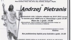 ZMARŁ ANDRZEJ PIETRANIS. ŻYŁ 64 LATA.