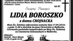 ZMARŁA LIDIA BOROSZKO. ŻYŁA 81 LAT.