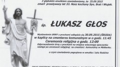 Zmarł Łukasz Głos. Żył 33 lata.