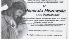 Zmarła Honorata Miszewska. Żyła 69 lat.