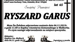 Zmarł Ryszard Garus. Żył 65 lat.