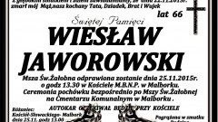 Zmarł Wiesław Jaworowski. Żył 66 lat.