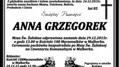 Zmarła Anna Grzegorek. Żyła 85 lat. 