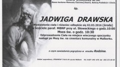 Zmarła Jadwiga Drawska. Żyła 86 lat.