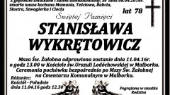 Zmarła Stanisława Wykrętowicz. Żyła 78 lat.