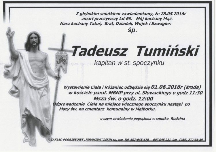 Zmarł Tadeusz Tumiński. Żył 69 lat.