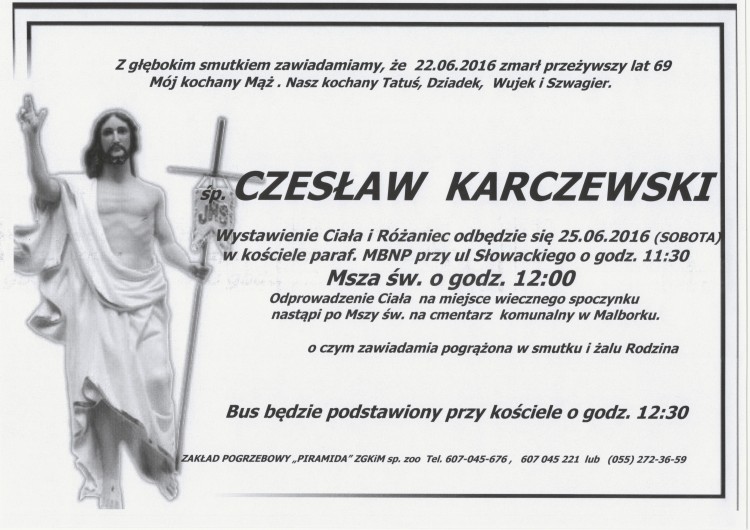 Zmarł Czesław Karczewski. Żył 69 lat.