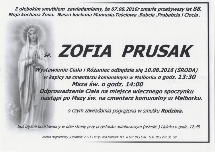 Zmarła Zofia Prusak. Żyła 88 lat.