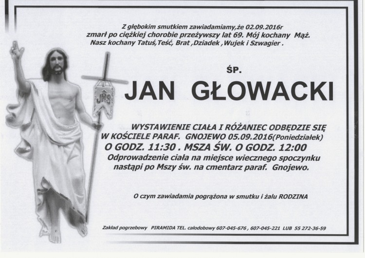 Zmarł Jan Głowacki. Żył 69 lat.