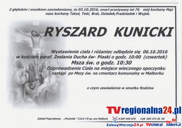 Zmarł Ryszard Kunicki. Żył 79 lat.