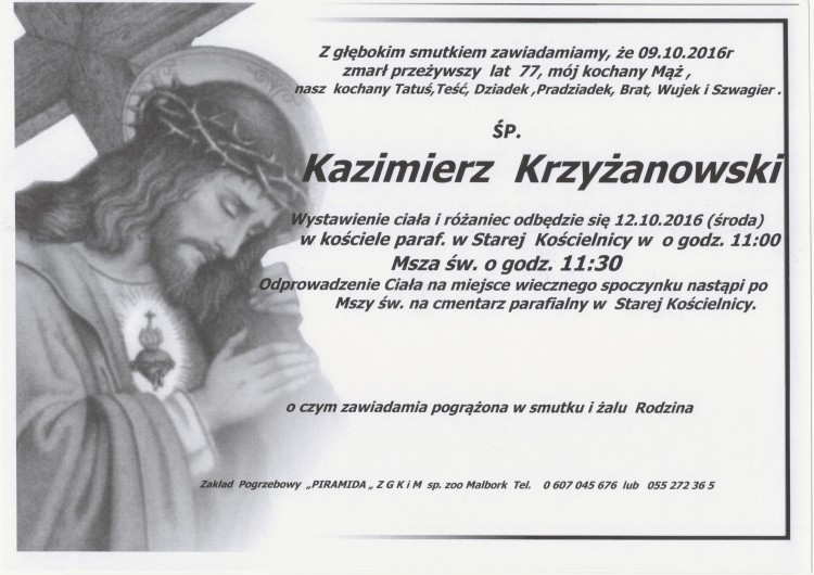 Zmarł Kazimierz Krzyżanowski. Żył 77 lat.