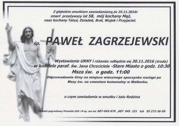 Zmarł Paweł Zagrzejewski. Żył 58 lat.