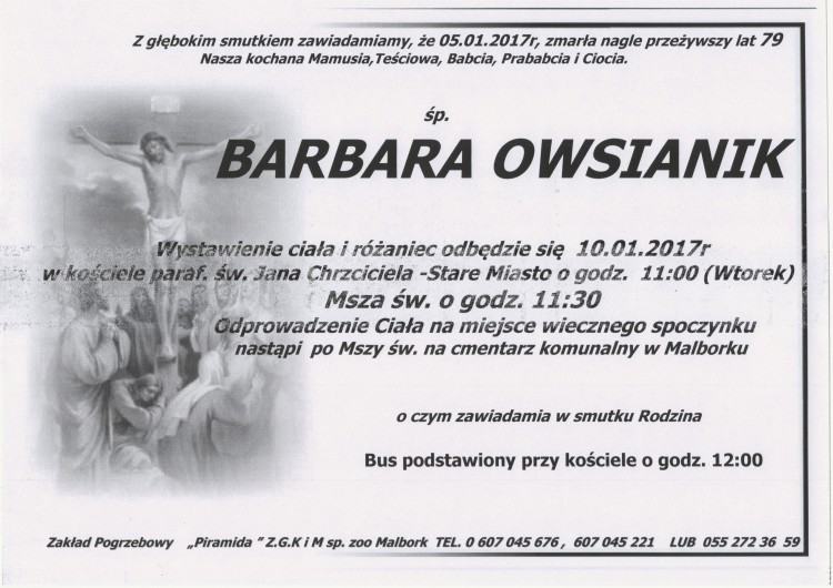 Zmarła Barbara Owsiak. Żyła 79 lat.