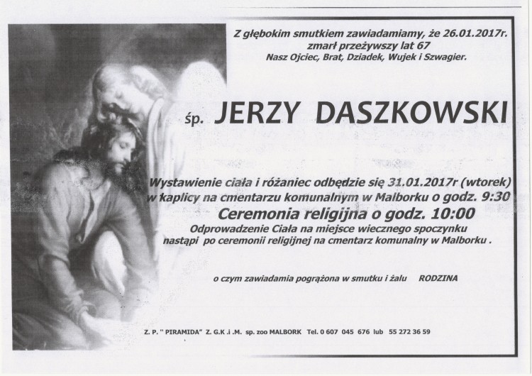 Zmarł Jerzy Daszkowski. Żył 67 lat.