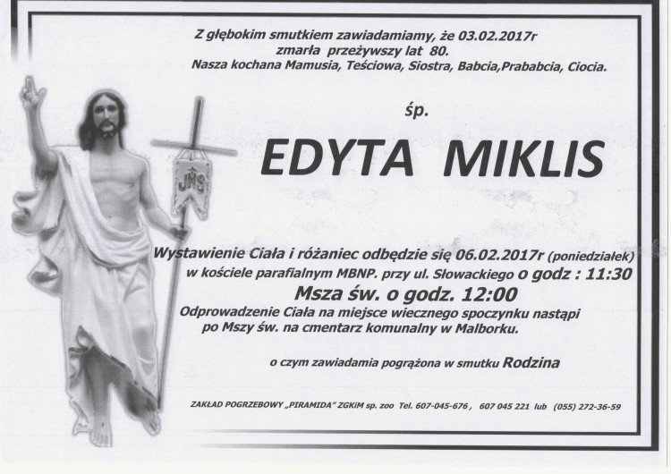 Zmarła Edyta Miklis. żyła 80 lat. 