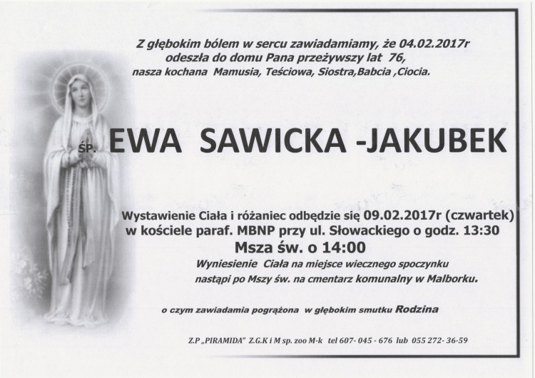 Zmarła Ewa Stawicka-Jakubek. Żyła 76 lat.