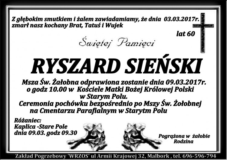Zmarł Ryszard Sieński. Żył 60 lat.