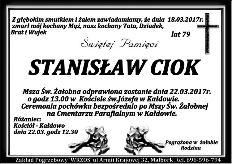 Zmarł Stanisław Ciok. Żył 79 lat.