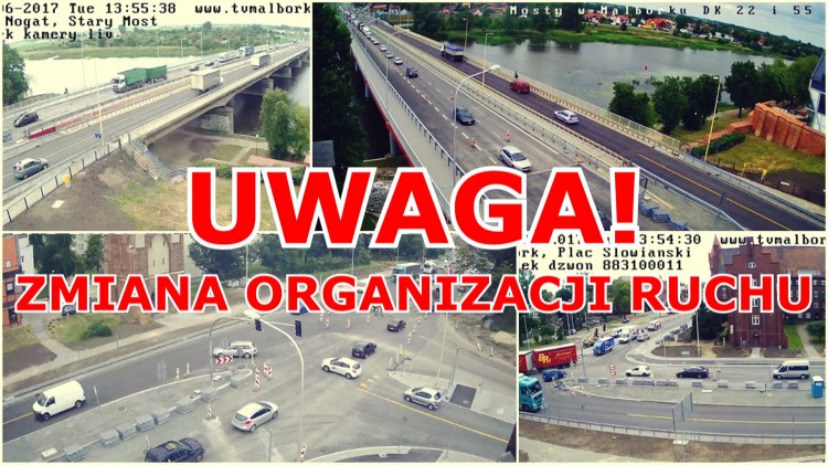 Malbork: UWAGA! Ruch będzie odbywał się po dwóch mostach!  - 13.06.2017