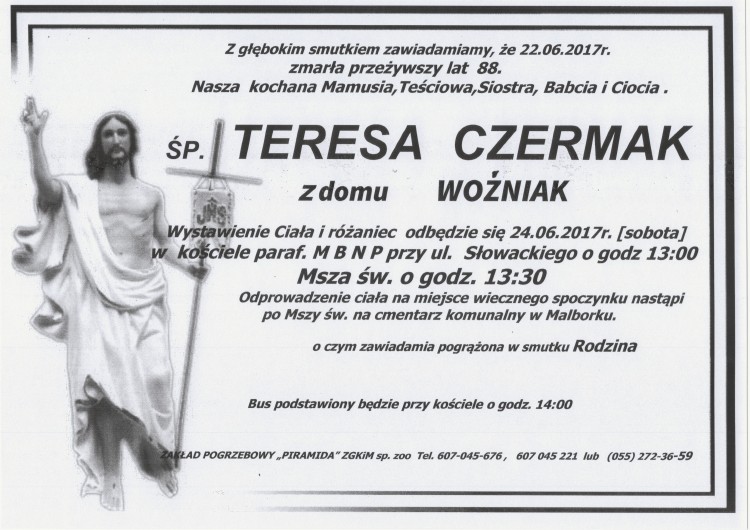 Zmarła Teresa Czermak. Żyła 88 lat.