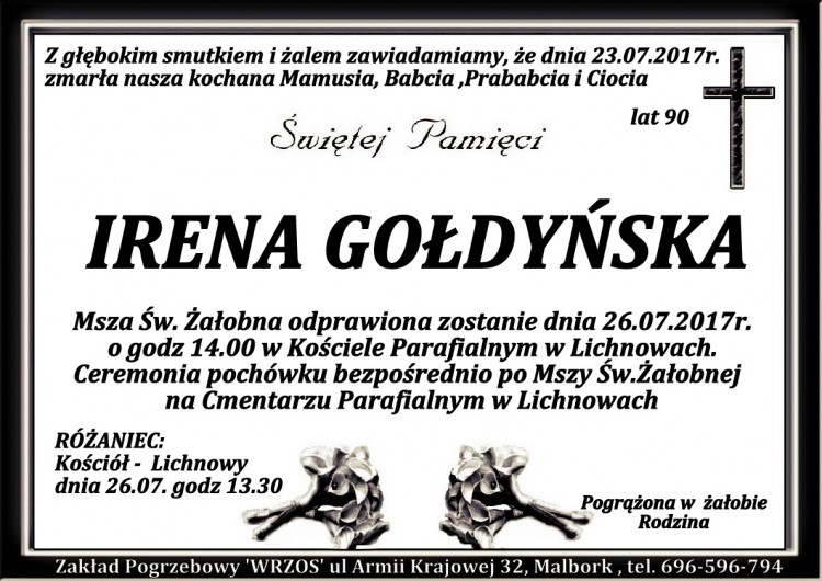 Zmarła Irena Gołdyńska. Żyła 90 lat.