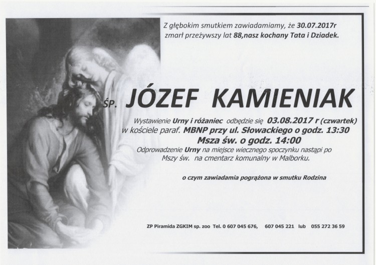 Zmarł Józef Kamieniak. Żył 88 lat.