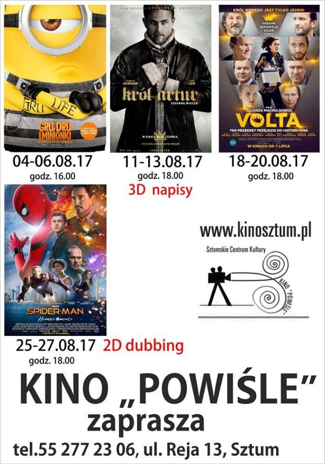 Sztum : Sierpniowy repertuar kina "Powiśle" 04-27.08.2017