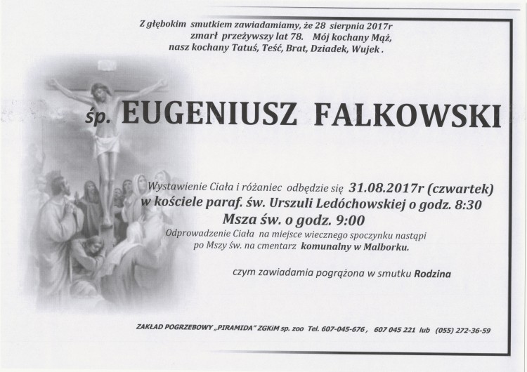 Zmarł Eugeniusz Falkowski. Żył 78 lat