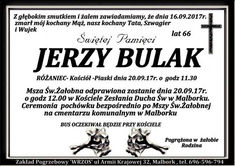 Zmarł Jerzy Bulak. Żył 66 lat
