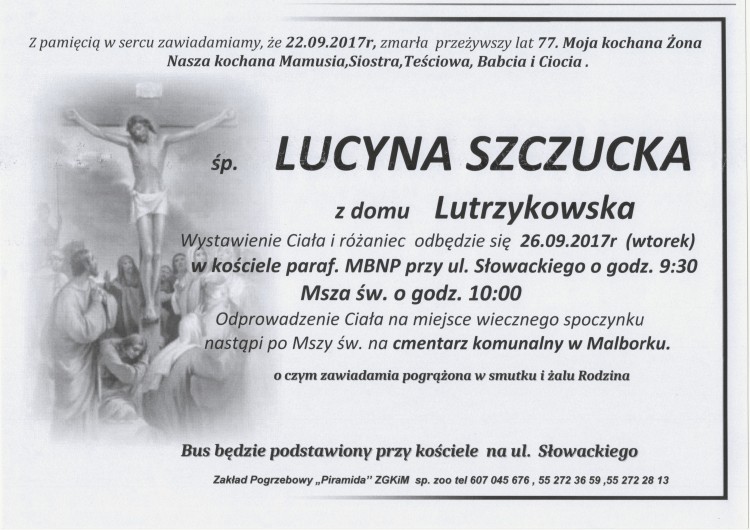 Zmarła Lucyna Szczucka. Żyła 77 lat.