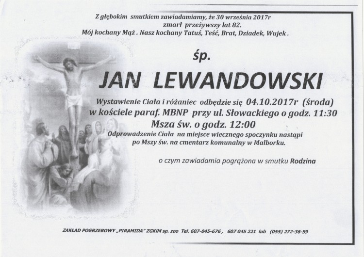 Zmarł Jan Lewandowski. Żył 82 lata.